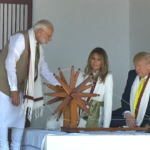 Donald Trump India Visit LIVE News Updates US President Donald Trump and first lady Melania Trump will soon head to the Taj Mahal. Addressing the Namaste Trump event earlier in the day, Prime Minister Narendra Modi Monday said history is being scripted at the Motera stadium. “Five months ago, I started my journey with Howdy Modi. And today, my great friend Trump has started his journey in India in Ahmedabad with ‘Namaste Trump’. After the long journey, Trumps made their way to the Sabarmati Ashram,” said Modi, while welcoming them to the “biggest democracy in the world.” He also made the crowd chant ‘long live India-US friendship.’ While addressing the “Namaste Trump” event, US President Donald Trump said, “America loves India, America respects India and America will always be a faithful and loyal friend to the Indian people.” He also said that PM Modi started off as a humble ‘chaiwala’; he worked at cafeteria and is a shining example that Indians can achieve anything. “Extreme poverty in your country will be eliminated in the next 10 years. India and US have a natural and enduring friendship. There is a difference between nation that rises by coercion and one that rises by setting people free that is India,” Trump added. Earlier today, US President and his wife Melania tried their hands at spinning the ‘charkha’ (spinning wheel) at the Sabarmati Ashram in Ahmedabad. Accompanied by PM Narendra Modi, the US president and his wife went around the Ashram, before resuming the roadshow from the airport to the Motera stadium. Donald Trump and Melania Trump were welcomed by Prime Minister Narendra Modi at the Sardar Vallabhbhai Patel International Airport in Ahmedabad. After a quick handshake and a hug, Modi introduced the Trumps to the welcoming party at the airport. This is Trump’s first visit to India since he assumed office.